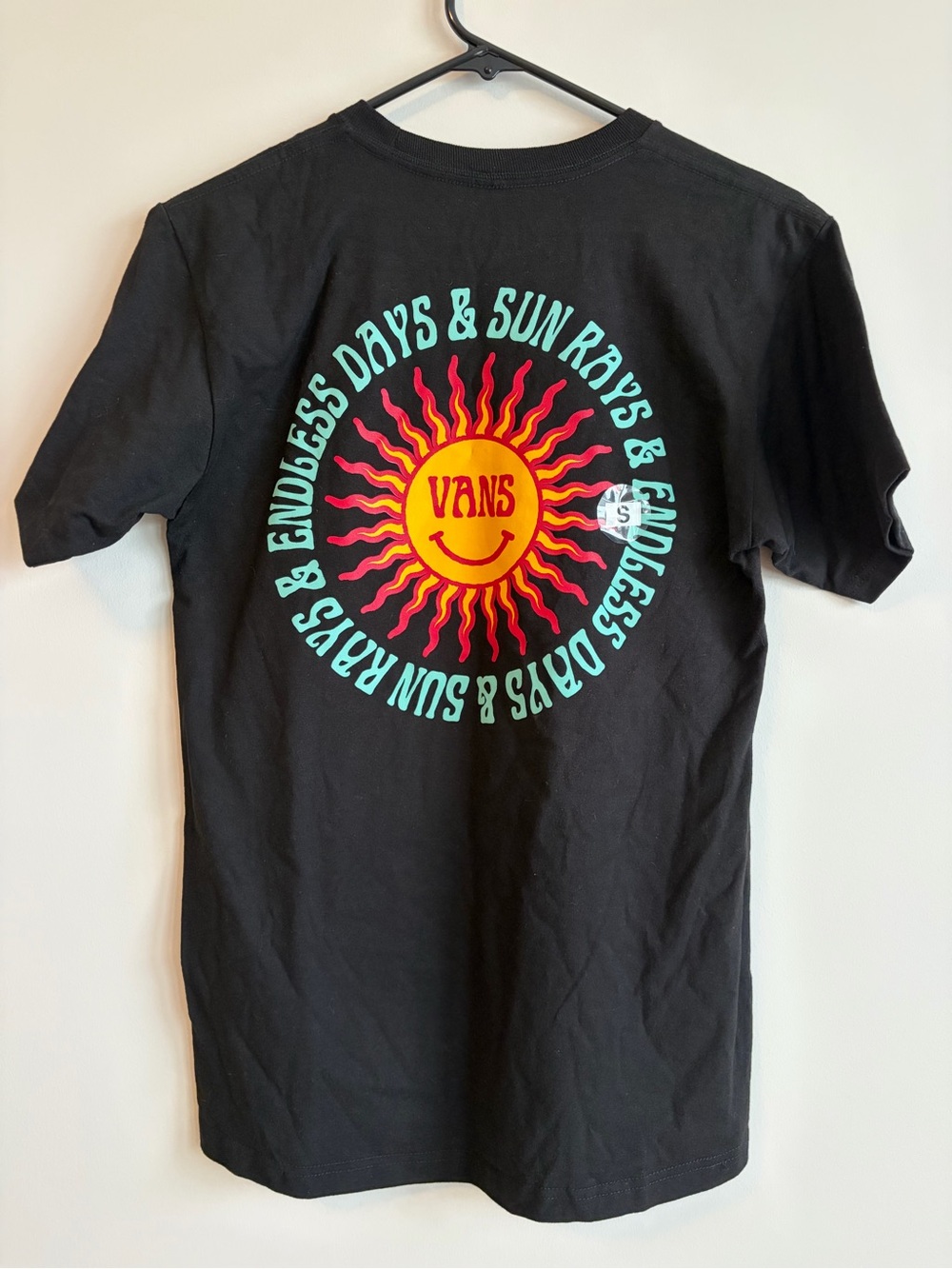 Vans Black Tee with Sunny Retro Graphic Small